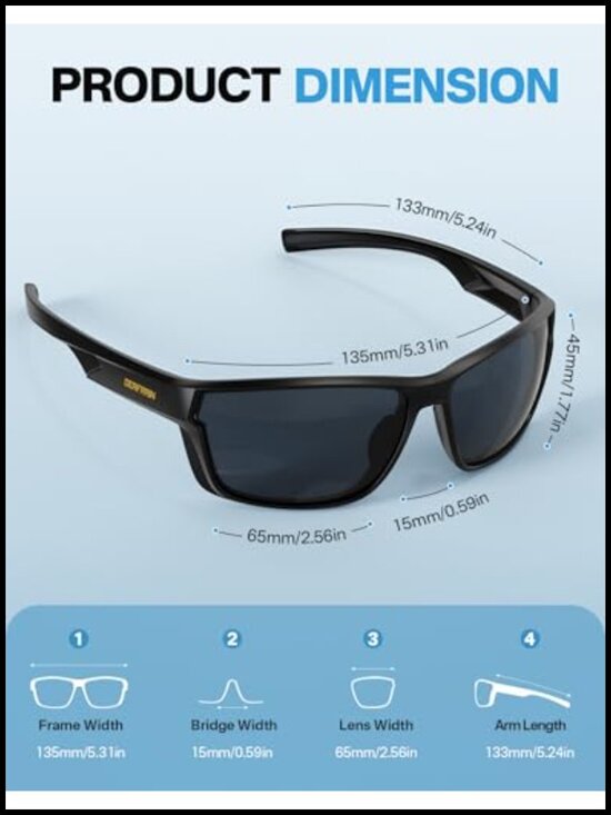 Polarized Sports Sunglasses UV400 Protection TR90 Frame Unbreakable for Fishing